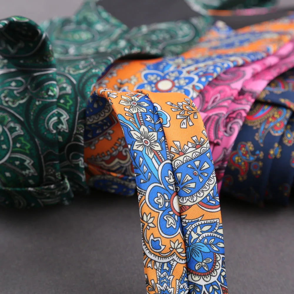 Men's Super Soft Silk Touch Ties Floral Paisley 8cm Necktie For Men Wedding Business Gravata Novelty Printing Neck Ties