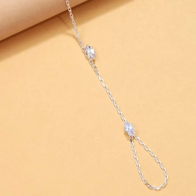 Bohemia Shiny Rhombus Crystal Bracelet  for Women Simple Thin Chain Finger Bracelet Jewelry Accessories Gift 2025 New