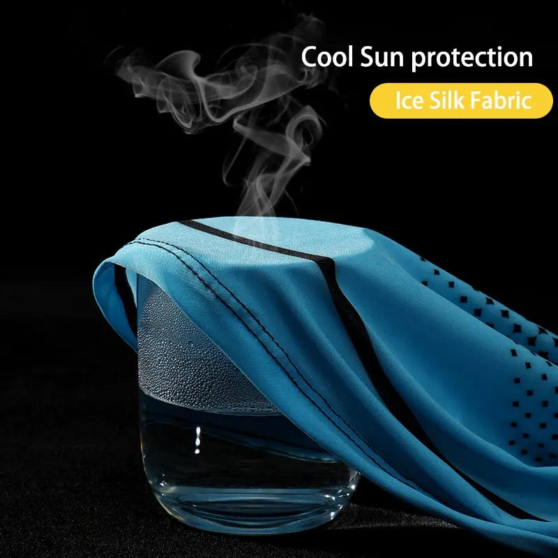 2Pcs Set UV Protection Long Sleeve with Full Face Mask Outdoor Sport Cycling Ice Silk Breathable Neck Protector Arm Cover