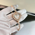 Women's Heart Rhinestone Watch with Sparkling Dial & Golden-Tone Alloy Band - Compact Quartz Wristwatch for Everyday Elegance