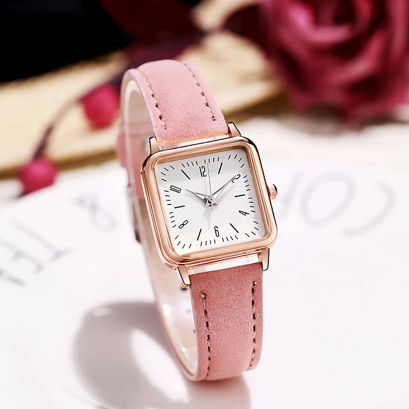 Women Watches Fashion Square Arabic Dial Quartz Watch Casual Leather Strap Ladies Wristwatches Clock Gift Reloj Mujer