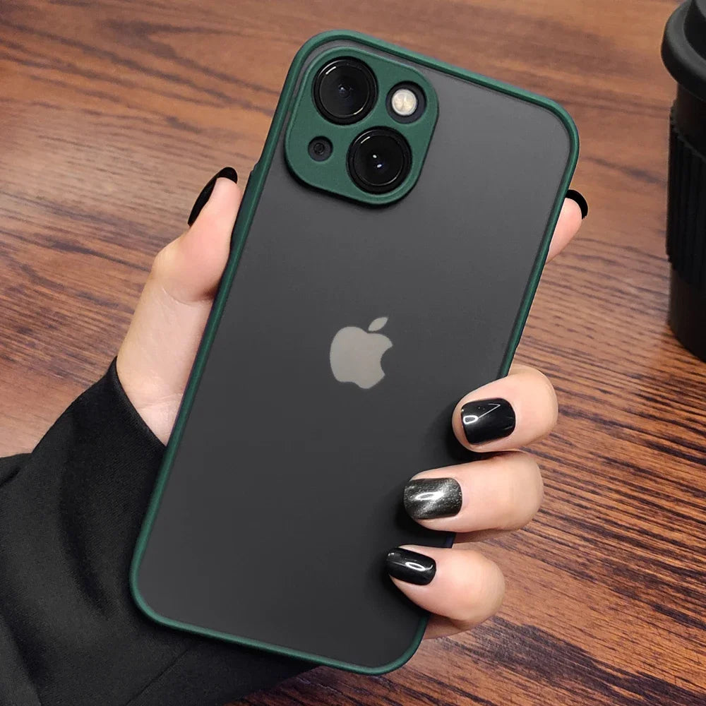 Luxury Shockproof Matte Phone Case For iPhone 15 14 13 12 11 16 17 18 Pro Max AIr Plus Bumper Transparent Cover