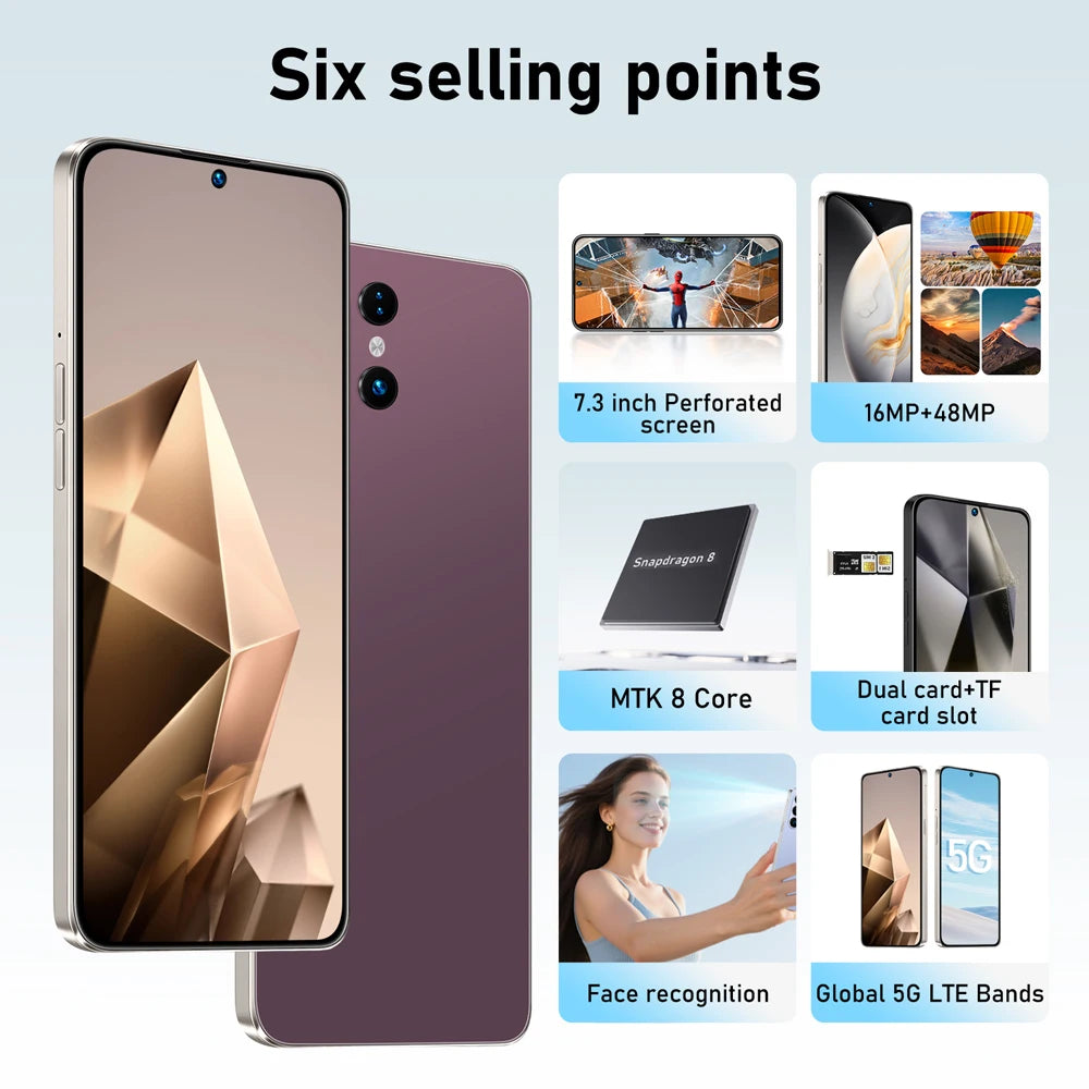 K-Touch NEW 26 Ultra Mobile Phones Smartphone Android 15 Global Version 5G Cell phone 7.3 Inch 16+48MP AI Camera 22GB+2TB 7800mAh Wifi GPS Cellphones