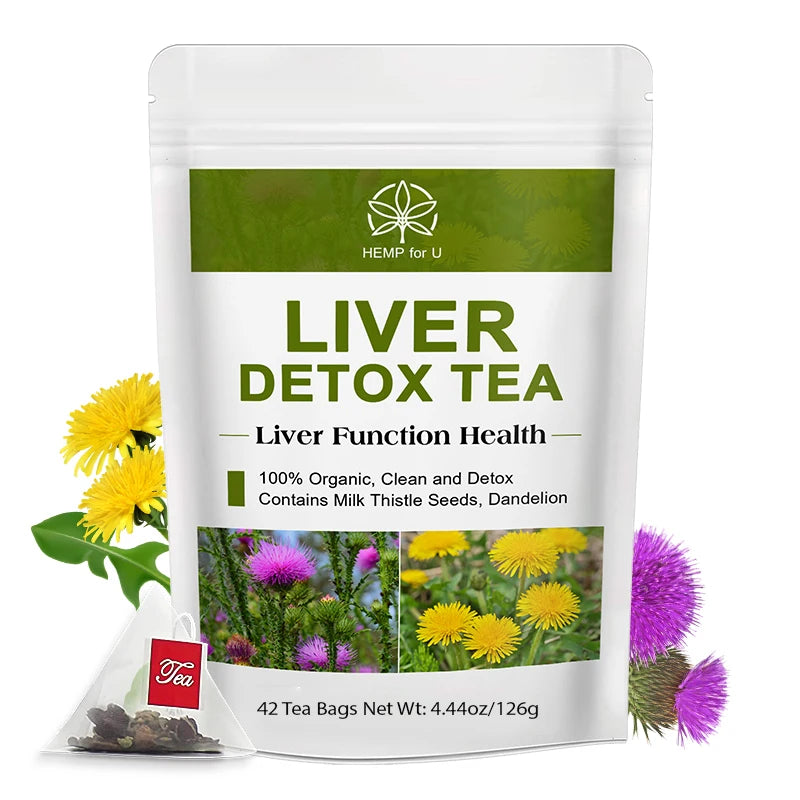 42 days Liver Cleanse Detox & Repair Herbal Tea - Silymarin Milk Thistle Supplements with Dandelion Root For Men & Women