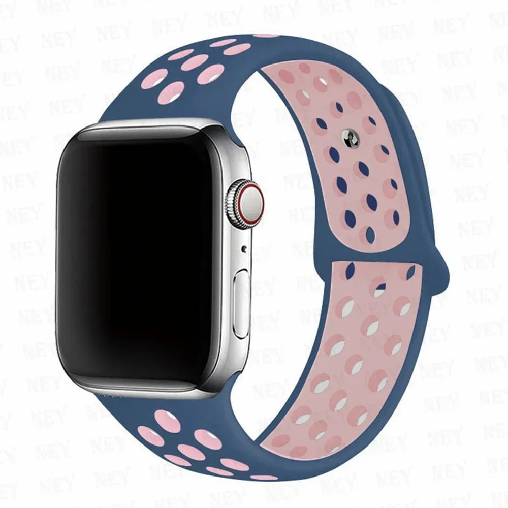 Sport Strap For Apple Watch Band 45mm 49mm 44mm 40mm 41mm 42mm Silicone bracelet correa iWatch Ultra 2 Series 9 8 SE 7 6 5 4 3