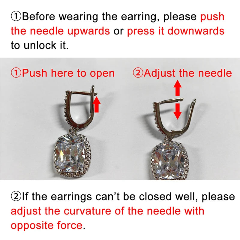 Huitan New Trendy Square Shape Drop Earrings Brilliant Bridal Engagement Wedding Jewelry Elegant Female Dangle Earring Nice Gift