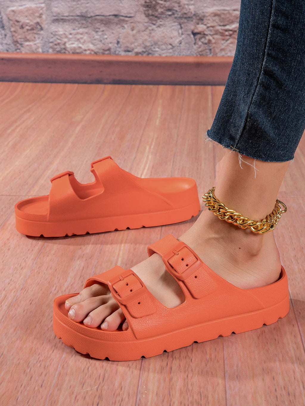 Summer Women Slipper Outdoor Beach Sandals EVA Platform flip flops For House Slides buckle Soft Thick Sole Sandals