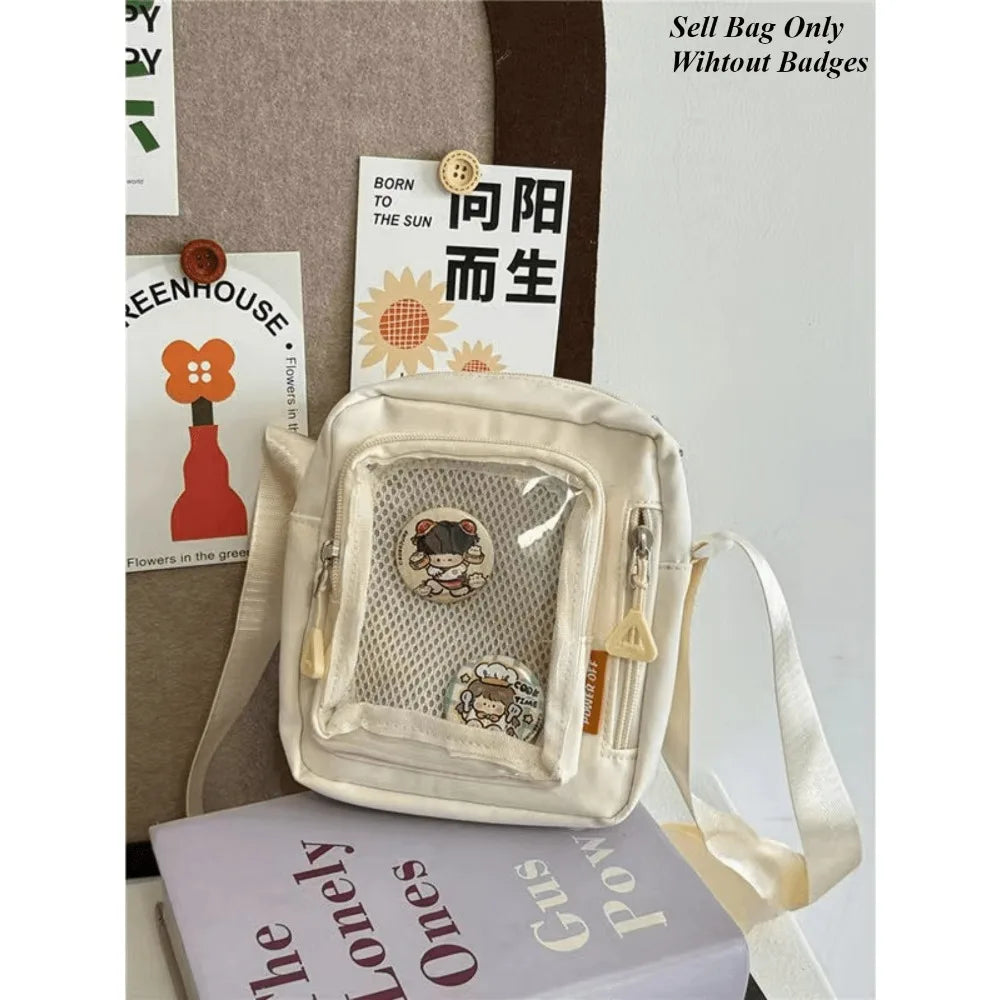 Y2K Mini Itabag Women Korean Casual Crossbody Bags Transparent Pocket Small Shoulder Bag Purses and Phone Ita Bag DIY Bag