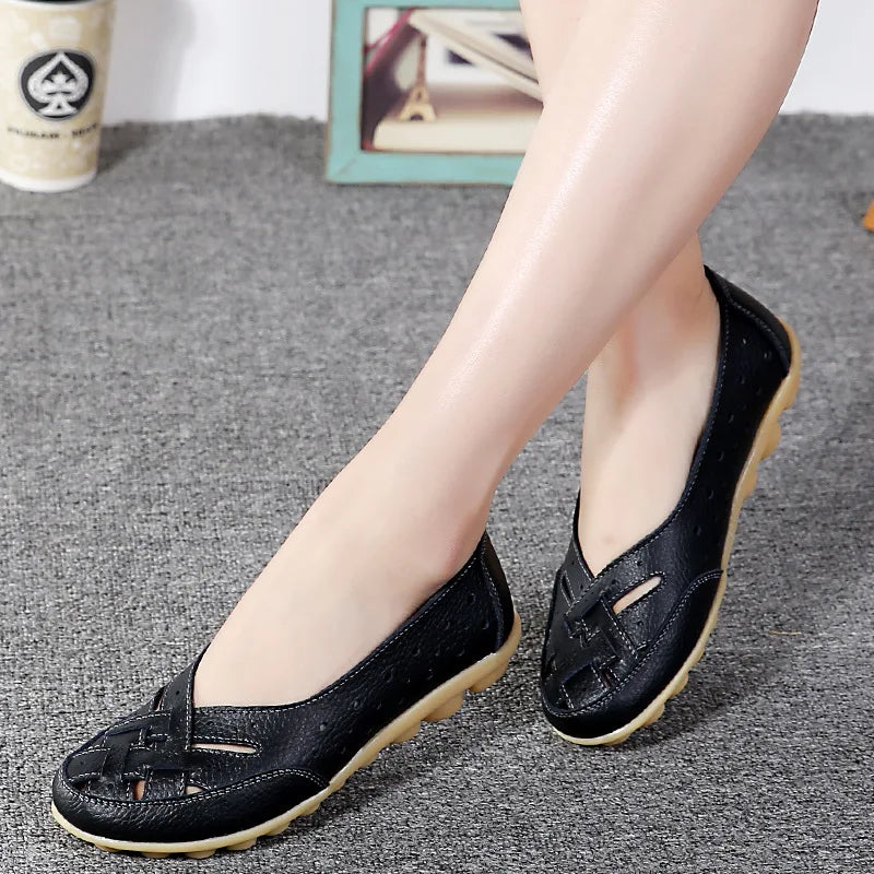 Women Flat Shoes 2023 New Breathable Leather Shoes For Women Loafers Soft Leather Flats Shoes Female Casual Zapatos Para Mujeres