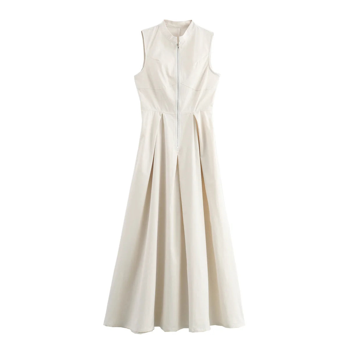MUJER 2025 Draped Long Dresses for Women Zip Sleeveless Maxi Dress Woman Summer Holiday Womens Dresses Ruched Party Female Dress