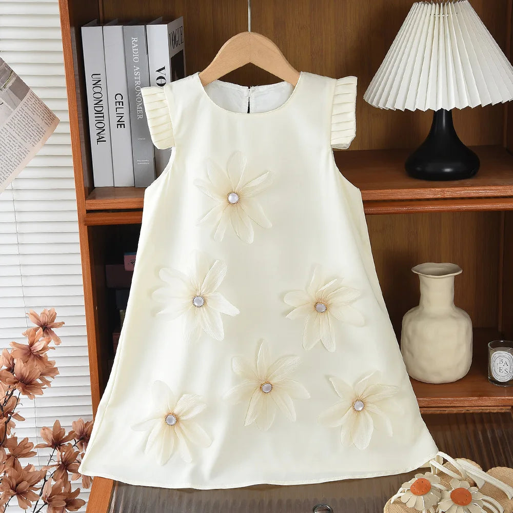 Black Bow Decoration Princess Dresses Korean Version Summer New Sleeveless Girls Dress Sweet and Simple Children's Clothing