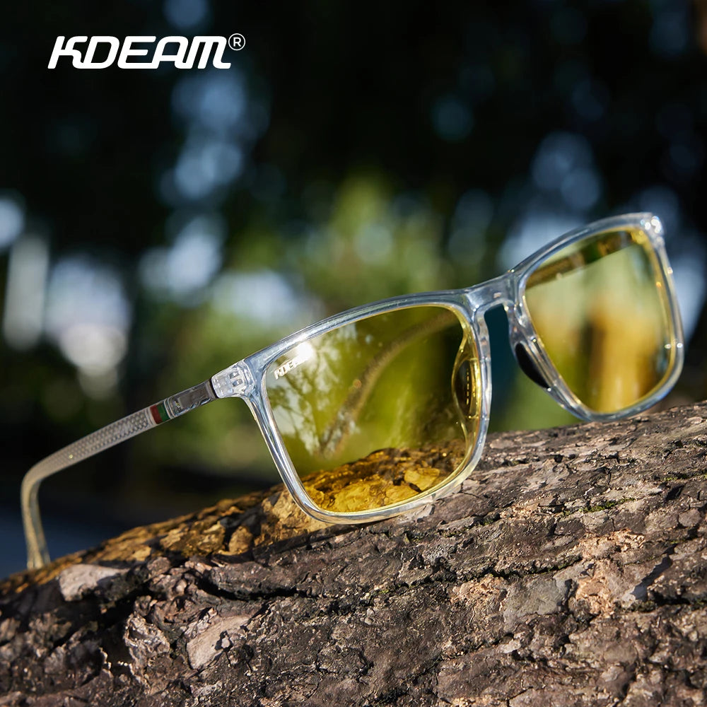 KDEAM Large Frame Square Polarized Sunglasses Photochromic Sun Glasses Men Women Outdoor Driving Eyewear Big Head Friendly