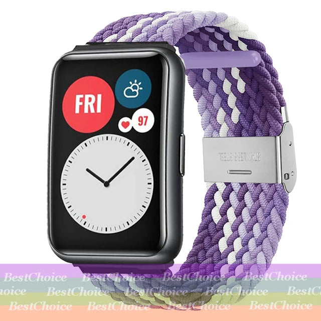 Nylon Braided Watch Strap for Huawei Watch Fit 3 Elastic Loop for Huawei Watch Fit 2 1Adjustable Band Bracelet Metal Connector