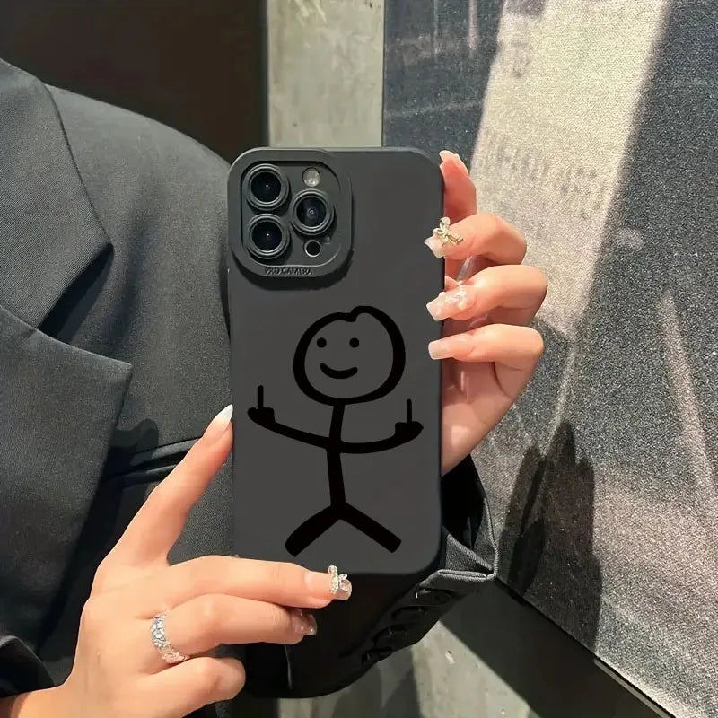 Cute Cartoon Matchman Matte Silicone Phone Case For iPhone 18 16 11 12 13 14 15 17 Pro Max XR XS X 7 8 Plus 16E Soft Back Cover