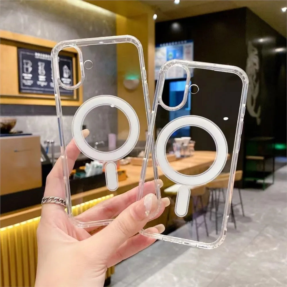Strong Magnetic Magsafe Wireless Charging Case For iPhone 16 16e 15 14 13 12 11 Pro Max Plus mini Silicone Clear Soft Cover ﻿