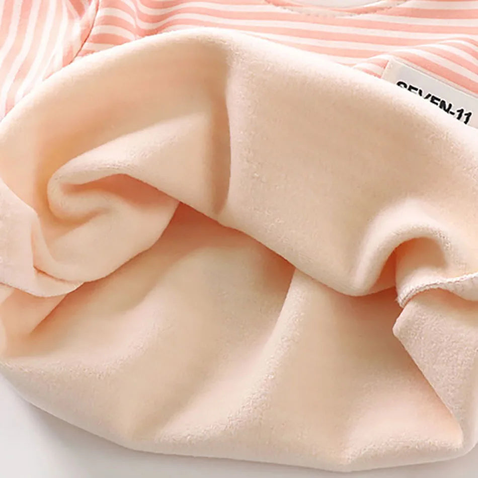 Baby Warm Clothing Set Fleece Lined Children Boys Girls Striped Underwear Sleepwear Set Ideal for Home Pajamas Autumn Winter