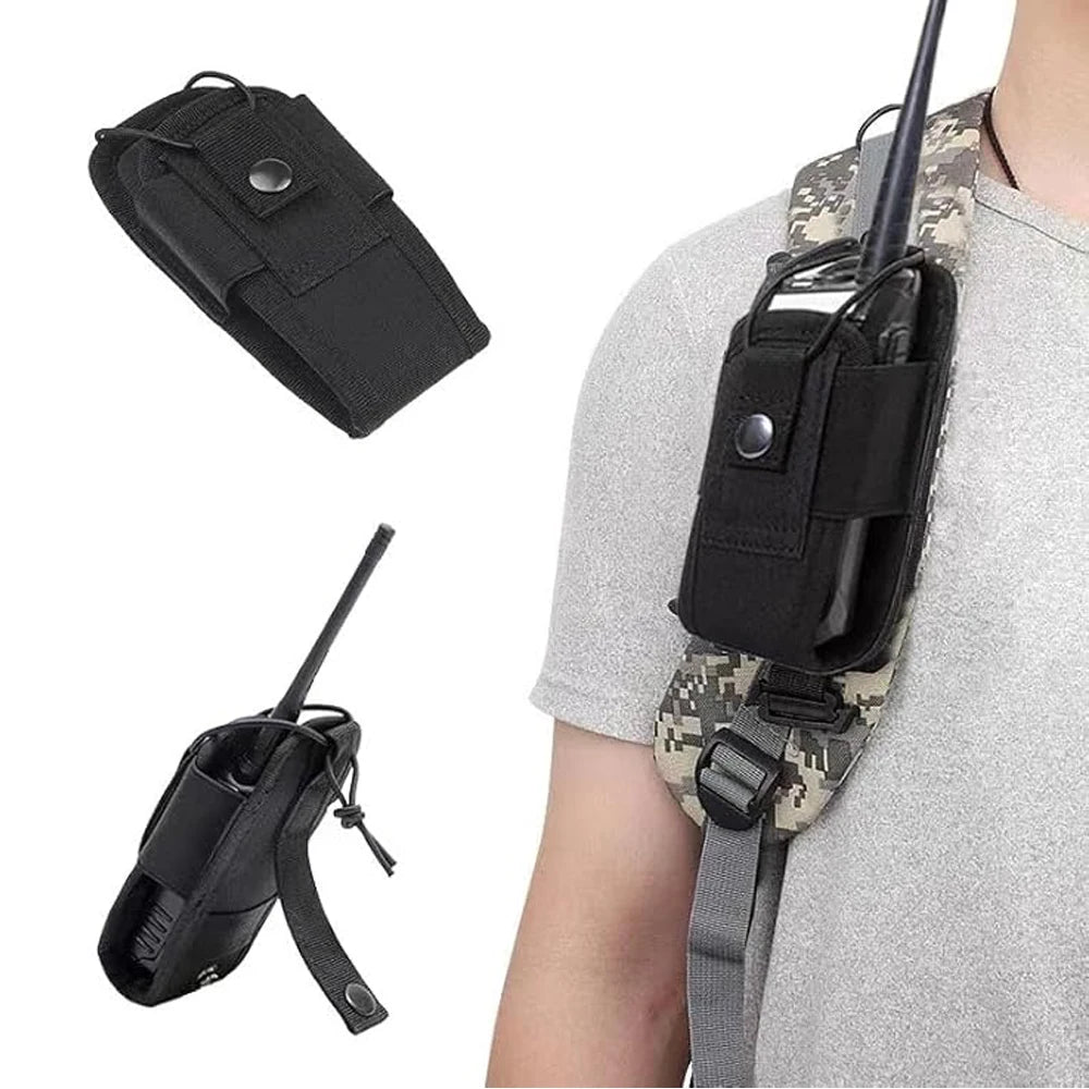 Tactical Radio Holster Molle Pouch, Military Heavy Duty Universal Case for Police Firefighter Two Way Walkie Talkies Vest