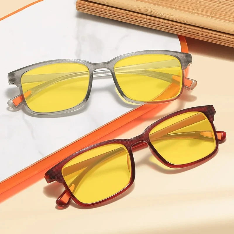 Fashion Square Frame Night Vision Glasses Men and Women Ultra-light Anti-blue Light Glasses Anti-far Light Computer Goggles