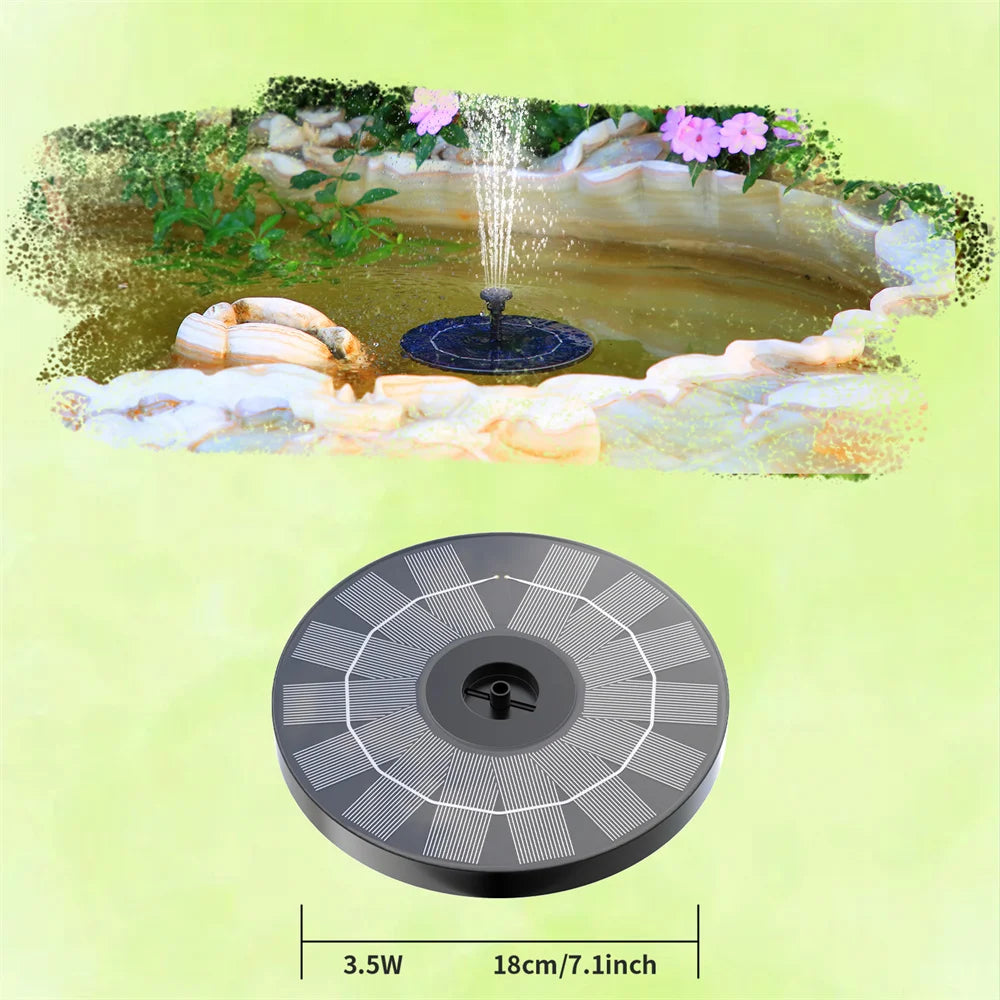 New 1W/1.5W/2.5W/3.5W Outdoor Solar Fountain Water Pump Bird Bath Fountain with 6 Nozzles Suitable for Courtyard Garden Pools