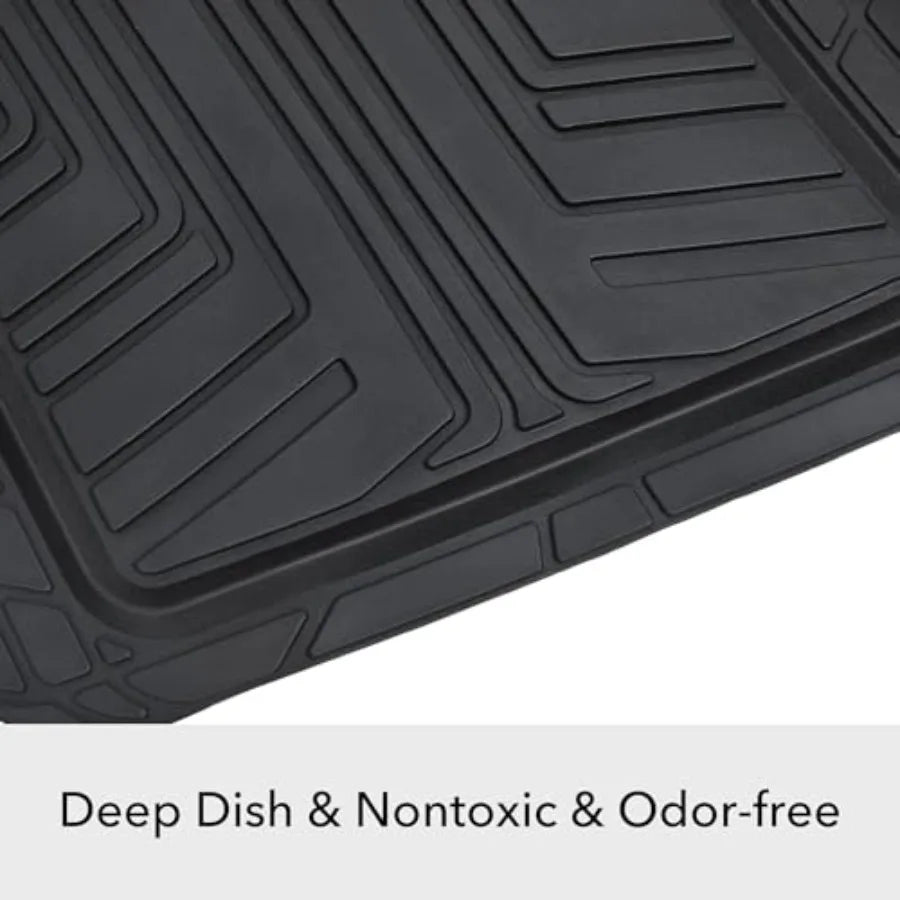2-Piece Premium All-Season Anti-Slip Rubber Floor Mats for Cars, SUVs and Trucks, Universal Trim to Fit, Black