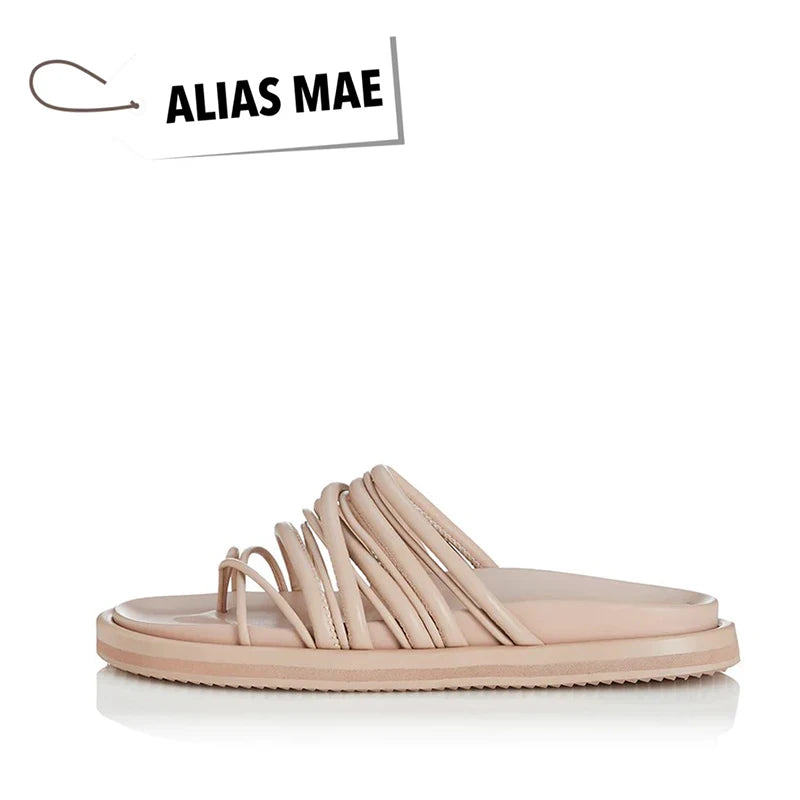 2026 Summer Classic Genuine Leather Sponge Cake Soft Bottom Strap Women's Casual Home Slippers