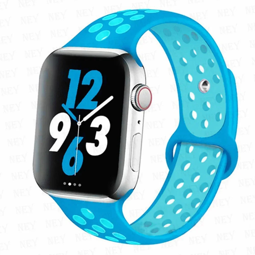 Sport Strap For Apple Watch Band 45mm 49mm 44mm 40mm 41mm 42mm Silicone bracelet correa iWatch Ultra 2 Series 9 8 SE 7 6 5 4 3
