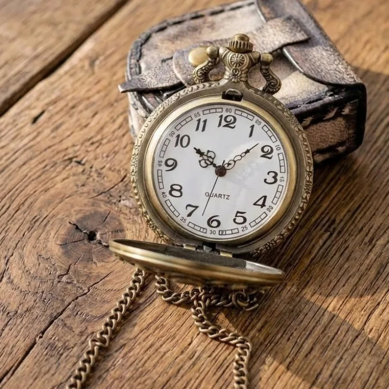 Retro Bronze Octopus Pocket Watch Necklace Vintage Steampunk Quartz Timepiece Gift for Him