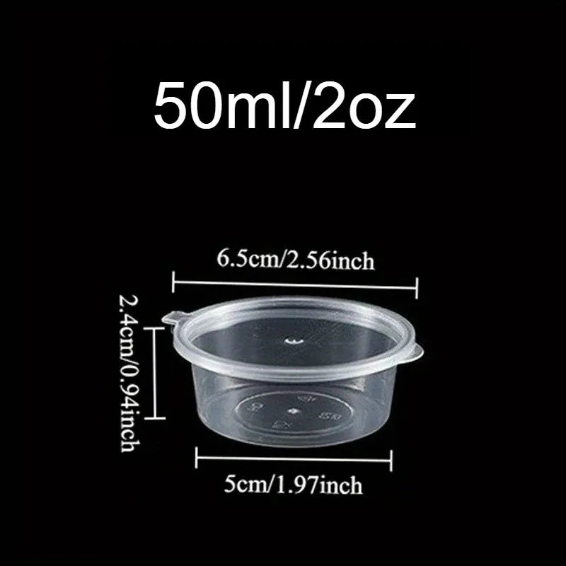 50/100PCS Disposable Sauce Cups with Lids Household Kitchen Leak-Proof Small Sauce Cups Portable Salad Dressings Seasoning Box