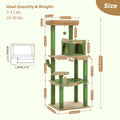 Cactus Cat Tree Tower for Large Cats with Metal Plush Big Hammock for Indoor Cats with 2 Door Condo House with Large Top Perch