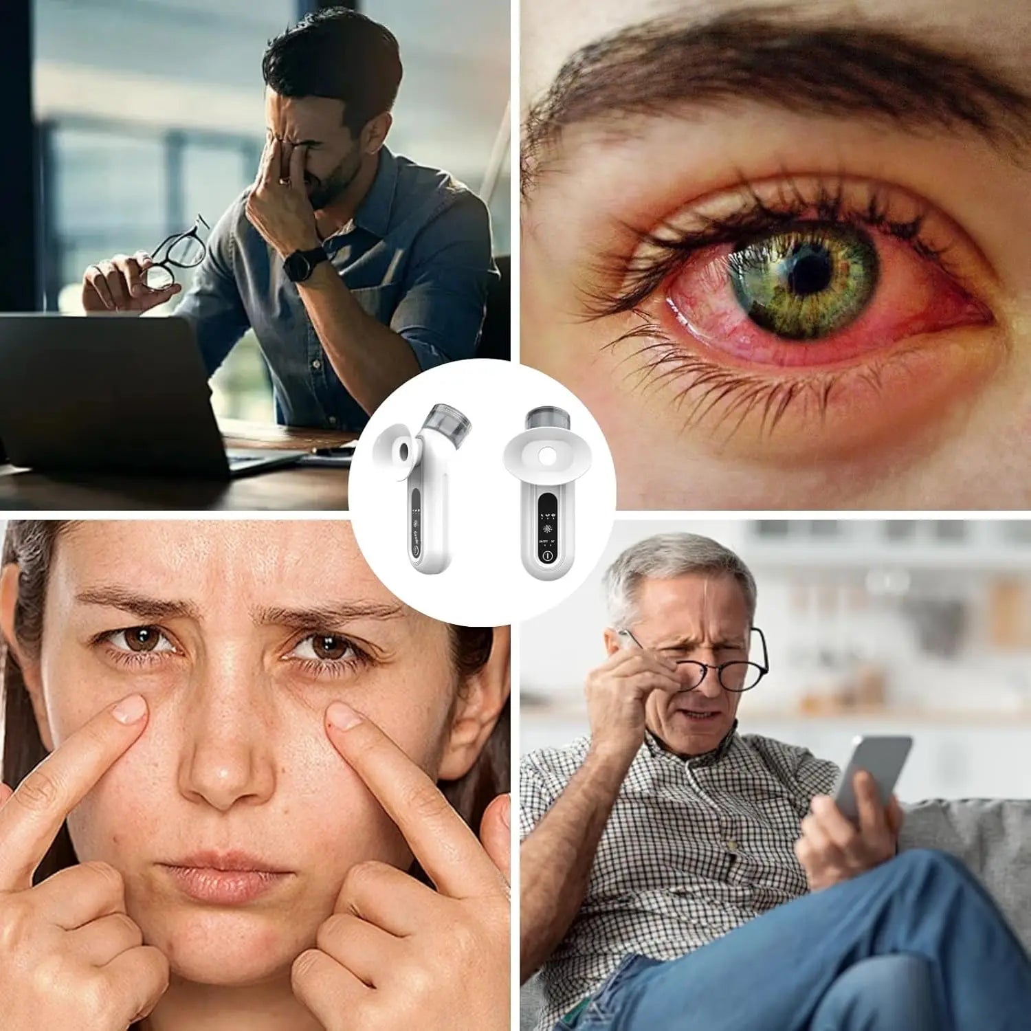 Electric Eye Massager with Nano Steam Moisturizing Spray Eye Massage Device for Dry Eye Eyes Massage Humidifier for Eye Care