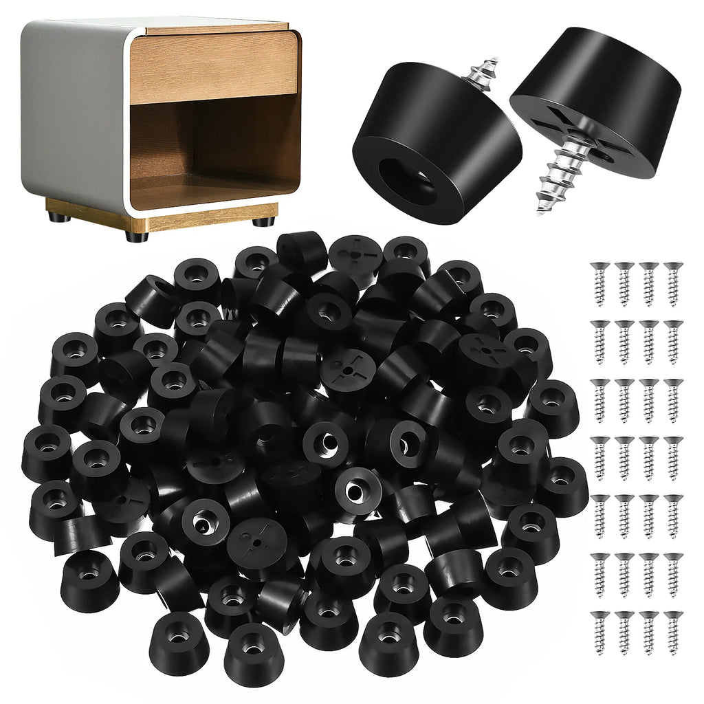 120 Sets Furniture Leg Pads for Hardwood Floors Rubber Feet Antislip Delicatessen Black