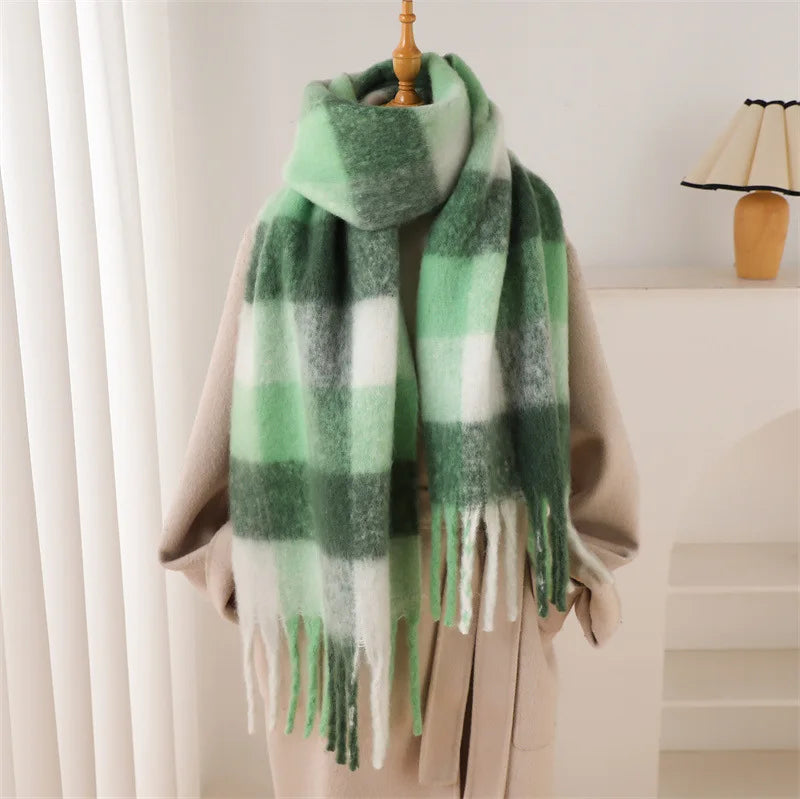 2025 NEW Luxury Cashmere Women Plaid Scarf Winter Warm Shawl and Wrap Bandana Pashmina Long Tassel Female Foulard Thick Blanket
