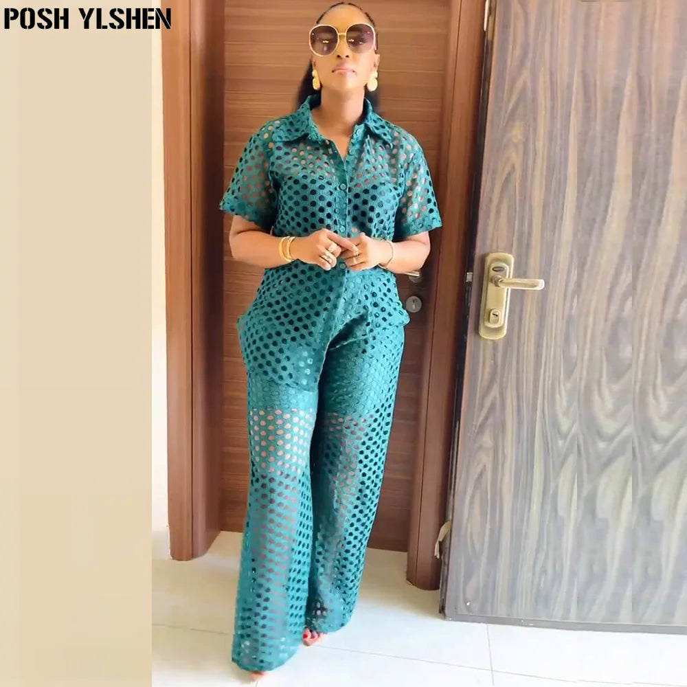 Two 2 Piece Pant Sets Women Outfit Summer Clothes African Dresses for Women 2025 New in Sexys Matching Set Dames Africa Clothing