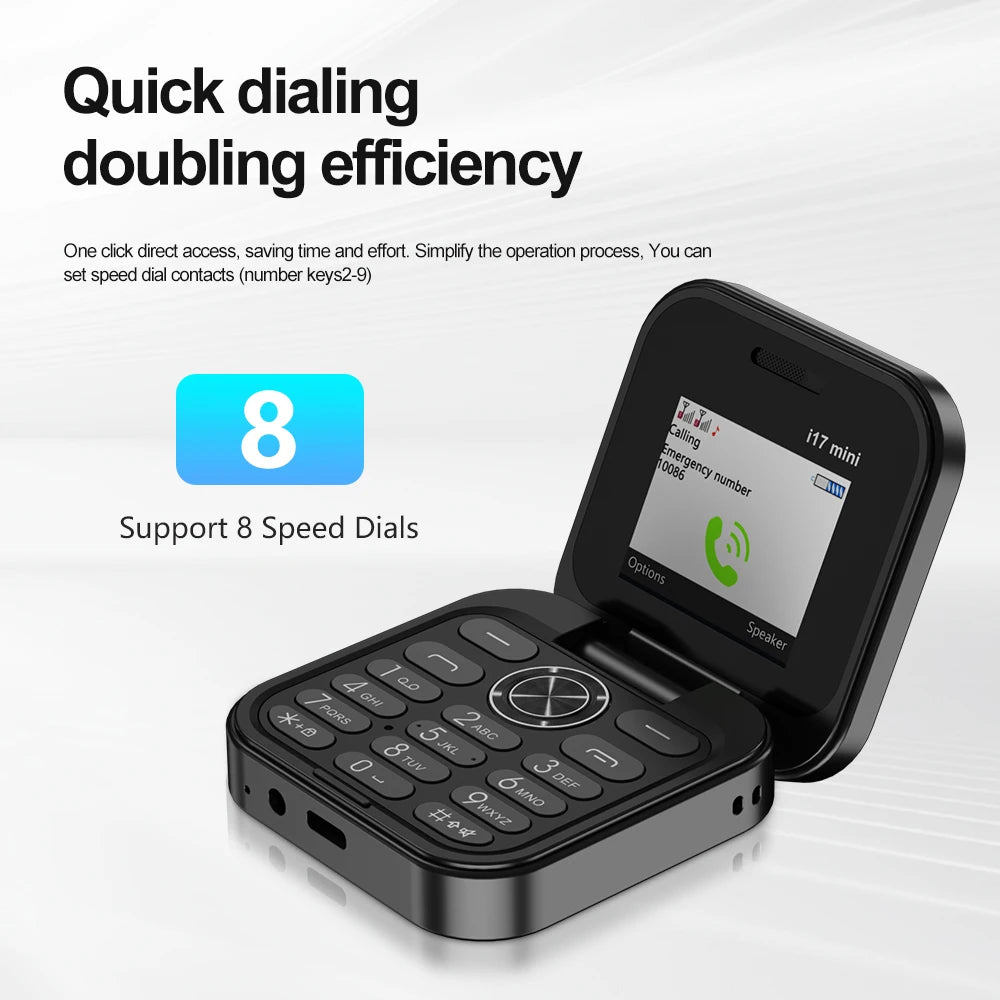 2025 Hot Sale SERVO I17Mini 2G Small Flip Mobile Phone 2 SIM Speed Dial Magic Vioce MP3 Flashlight Mini Fold Cellphone FM Radio