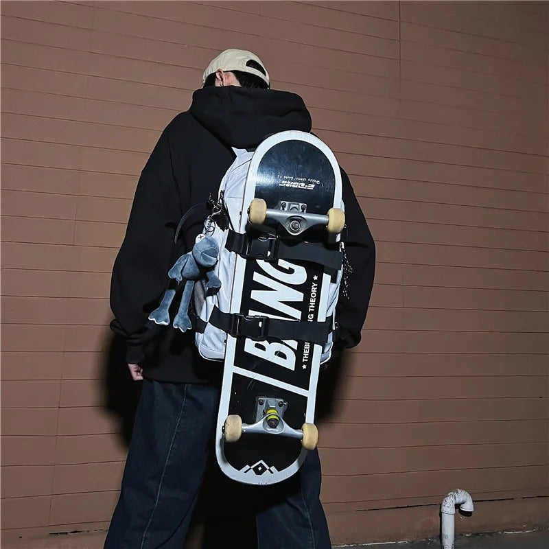 Backpack men and women cool backpack leisure junior high school students backpack personality skateboard