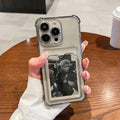 Transparent Card Bag Holder Phone Case For iPhone 11 12 13 14 15 16 17 18 Pro Max Plus AIr Wallet Shockproof Cover