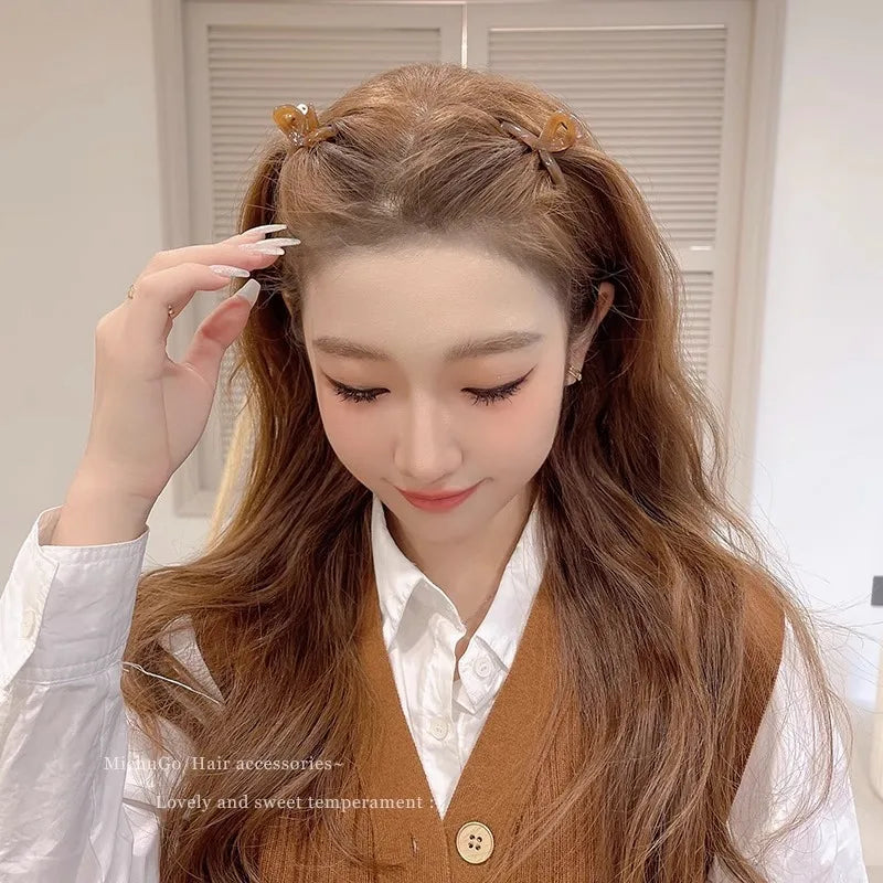 4pcs Mini Cute Claw Clip Small Girl Hair Claw Semi Transparent Bangs Side Clip Small Shark Clip Women's Hair Accessory