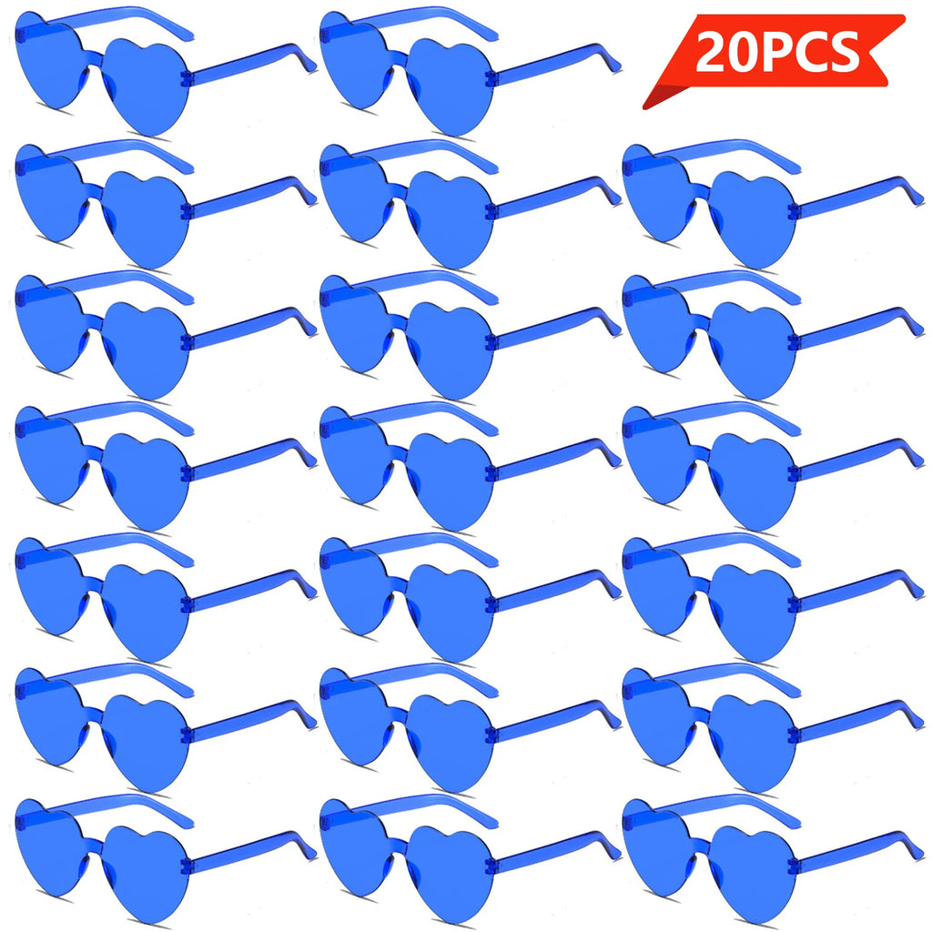 20pcs Love Jelly Color Glasses, Gathering Decorative Glasses, Photo Props Dress Up Cosplay Amusement Park
