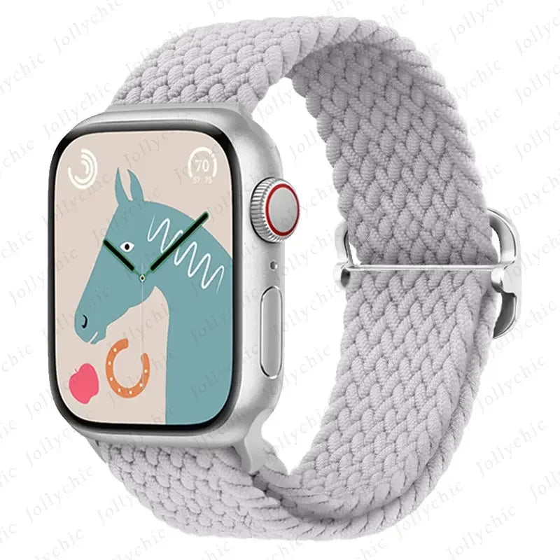 Braided Loop for Apple Watch Strap 44mm 40mm 45mm 41mm 42mm 38mm 49mm Elastic Solo Bracelet IWatch Series 7 Se 3 6 Ultra 8 Band