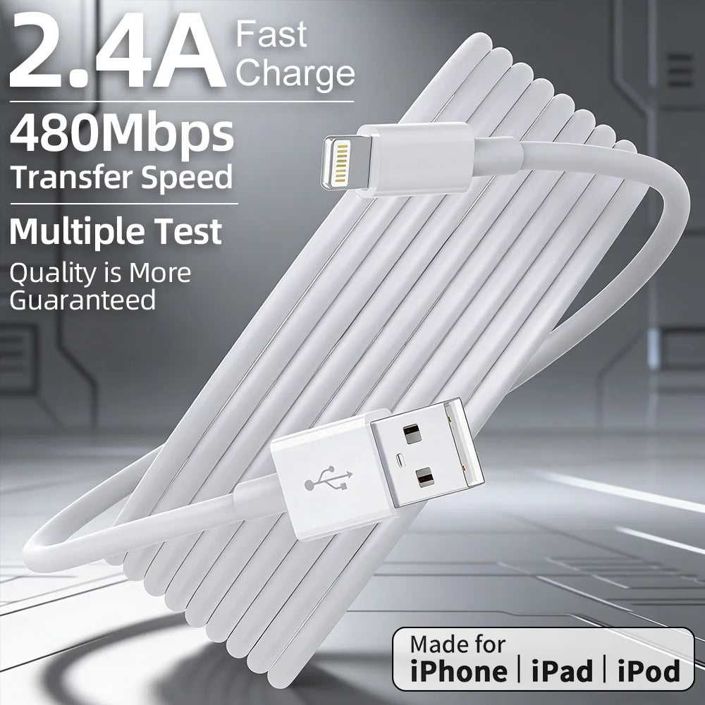 MFi Certification 3PCS USB To Lightning Cable For iPhone 14 13 12 Pro Max X XS XR 8 7 Plus iPad 2.4A Fast Charger Data Wire Cord