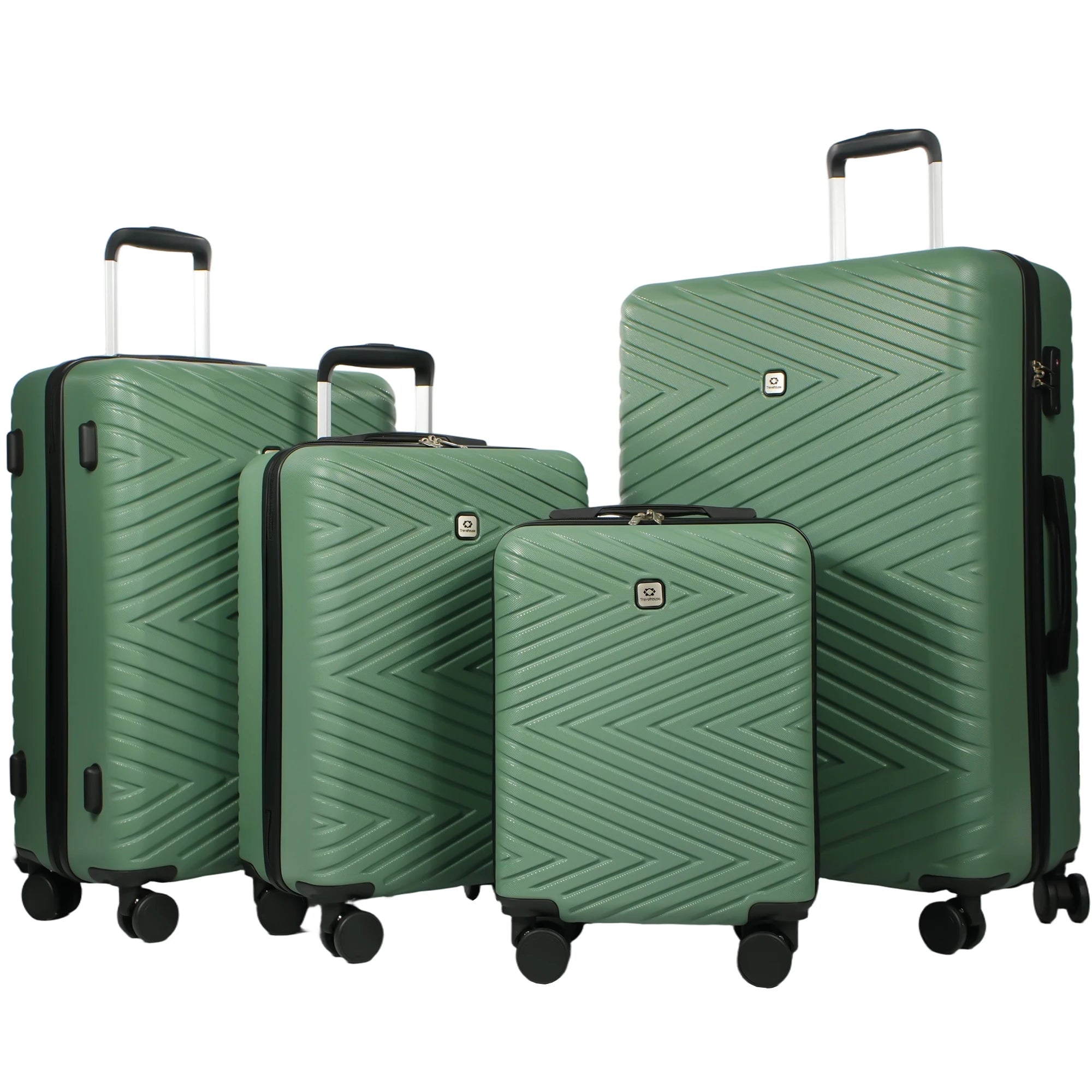 Travelhouse Luggage Set 4-Piece ABS Suitcase With Spinner Wheels, 24 Inch and 28 Inch with TSA Lock, 16, 20 Inch Carry On Luggage