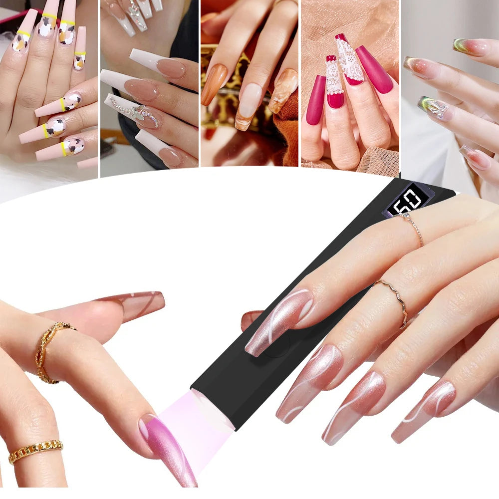 YIKOOLIN Portable Rechargeable UV LED Nail Dryer Mini Gel Polish Curing Lamp 2 Timing Modes USB Charging Manicure Tool Home Use