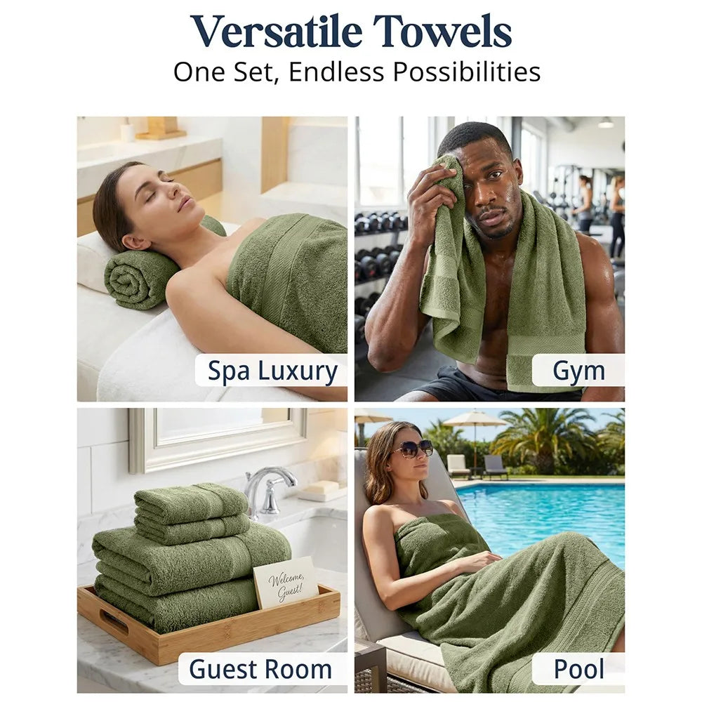 16 Piece 100% Cotton Towel Set, Soft Absorbent Quick Dry Bathroom Towels for Home Use