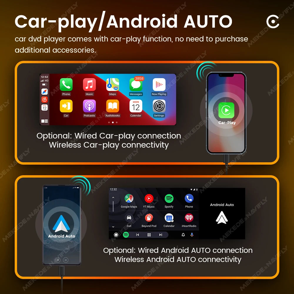 Universal 1 Din Car Stereo 6.86Inch HD Touch Screen Car Multimedia Player Wireless CarPlay Auto BT FM USB Car Radio Audio Player