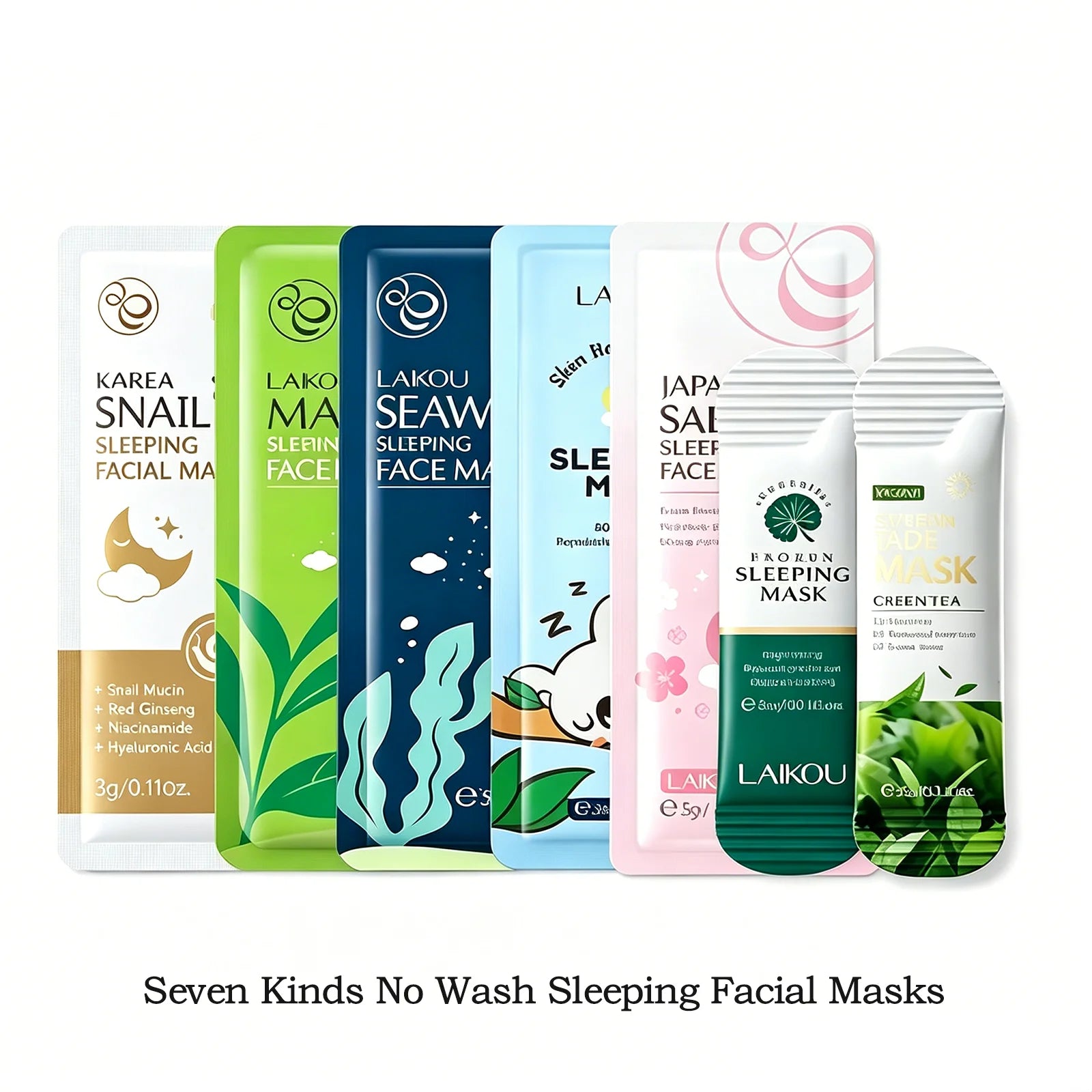 LAIKOU Single Sachet Sleeping Mask 7 Formulas No Wash Hydrating Repair Overnight Travel Skin Care For Dry Sensitive Skin