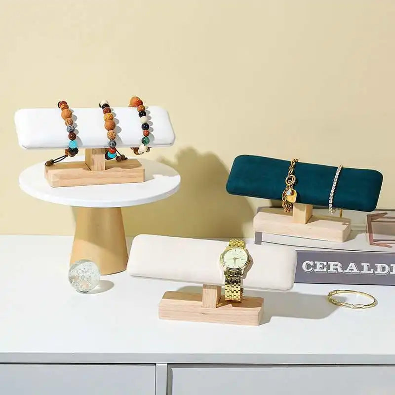 1Pc Wooden Watches Display Stands Base Watch Necklace Bracelet Organizer Rack Bangle Scrunchie Headband Showcase Stands