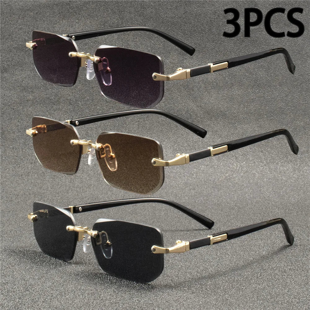1/3 PCS Rimless Sunglasses Rectangle Fashion Popular Women Men Shades Small Square Sun Glasses Female Male Summer Traveling
