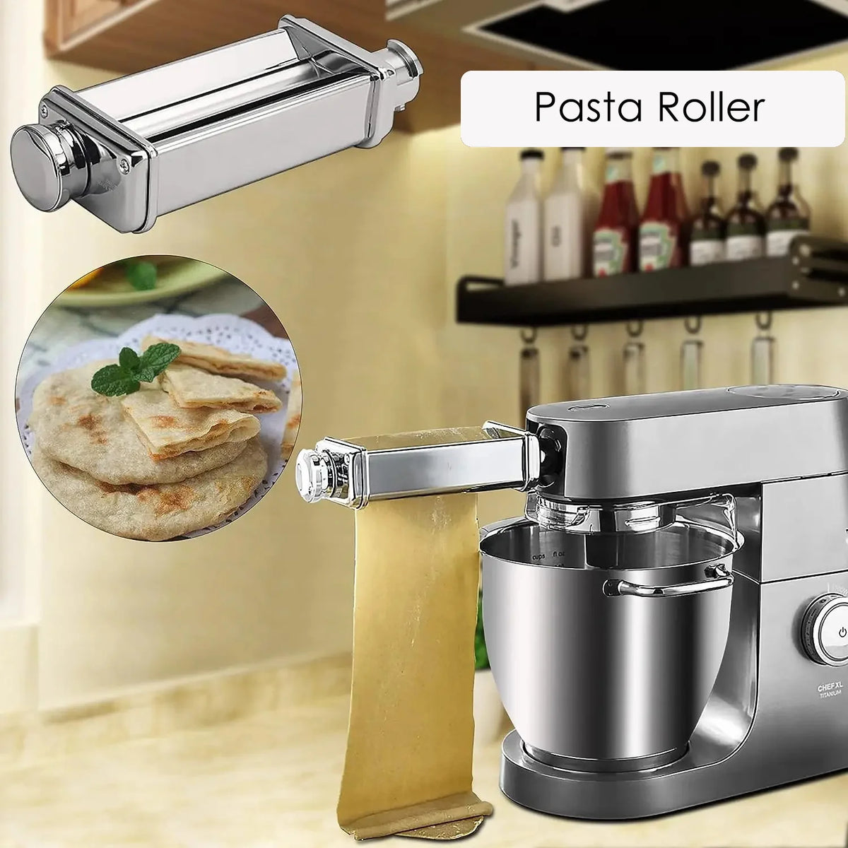 Noodle Attachment for Kenwood，lasagne Pasta Roller ,Fettuccine Cutter,Spaghetti Cutter,Adapter For Kenwood  Food Processor