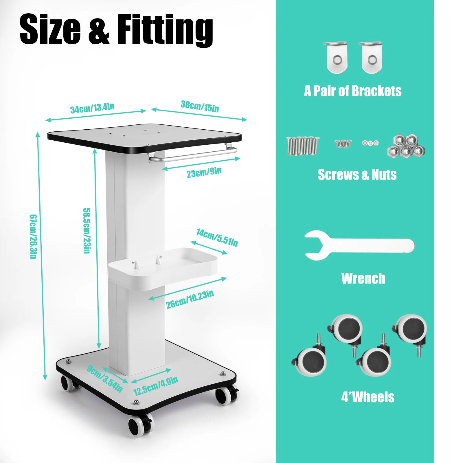 Salon Trolley Mobile Hairdressing and Beauty Trolley Spa Cart Max Load 40Kg