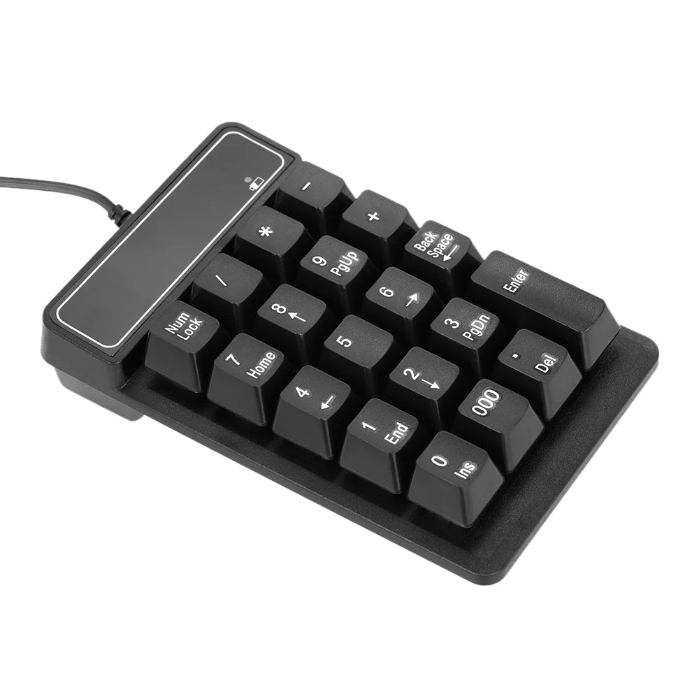 USB Wired Numeric Keypad Mechanical Feel Number Pad Keyboard 19 Keys Water-proof for Laptop Desktop PC Notebook Black